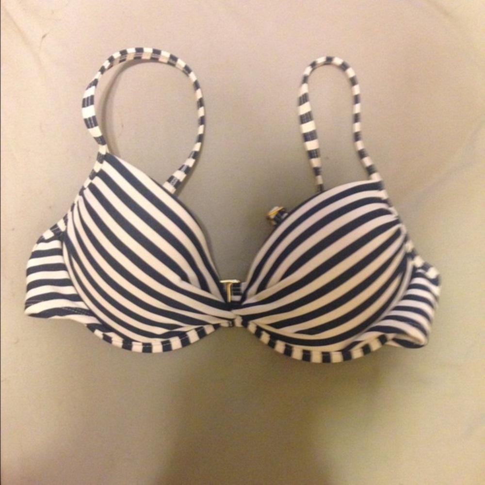 Xhilaration Navy & White Push-Up Bikini Top